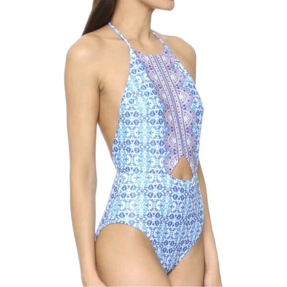 Nanette Lepore Seductress Seaside Tile Swimsuit Blue Size S - Picture 1 of 13
